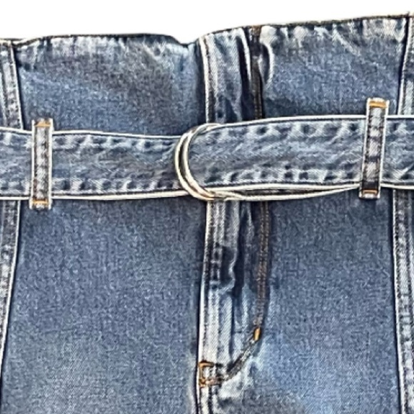 IRO Melay Denim Mini Skirt in Medium Blue Belted Paperbag Waist US Size 6 EU 38 - Picture 6 of 13